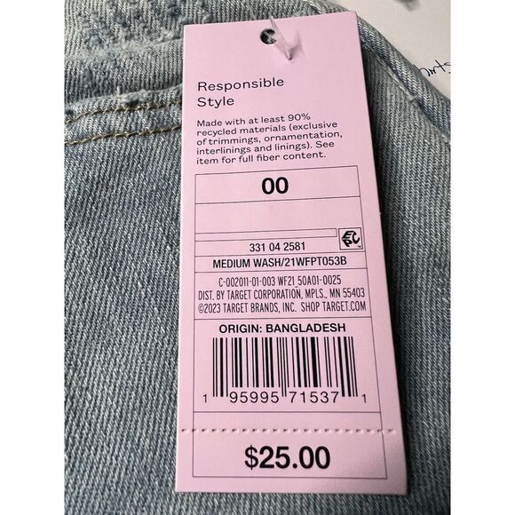 NWT Wild Fable Women's Sz 00 Super High Rise Distressed Straight Jeans Buttonfly - Picture 8 of 9